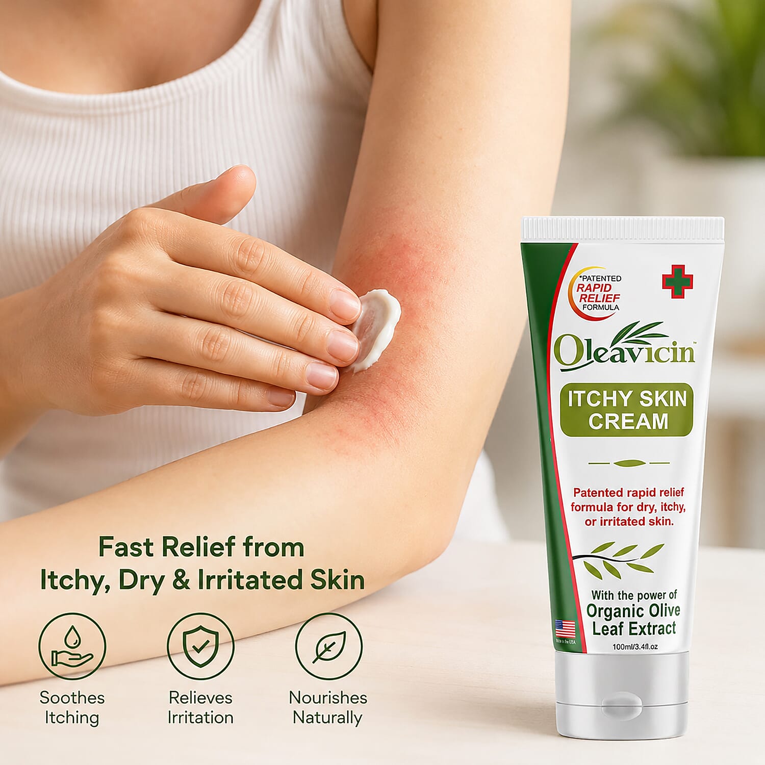 Oleavicin Itchy Skin Cream (3.4oz) Made in USA