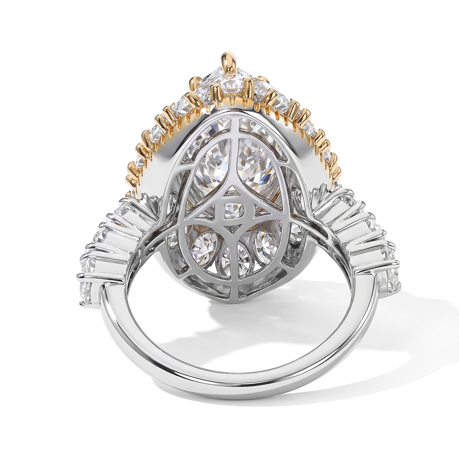 D'Joy Moissanite 9.20 ctw Ring in 18K Vermeil YG and Rhodium Over Sterling Silver (Size 6.0)