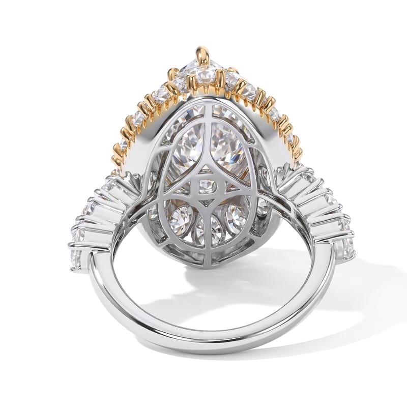 D'Joy Moissanite 9.20 ctw Ring in 18K Vermeil YG and Rhodium Over Sterling Silver (Size 6.0)