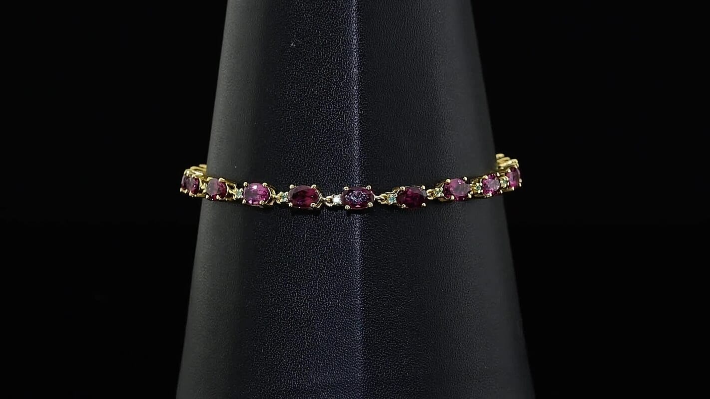 D''Joy AAA Radiant Ember Garnet, Paraiba Tourmaline Bracelet in 18K Vermeil YG Over Sterling Silver (6.50 In) 9.60 ctw