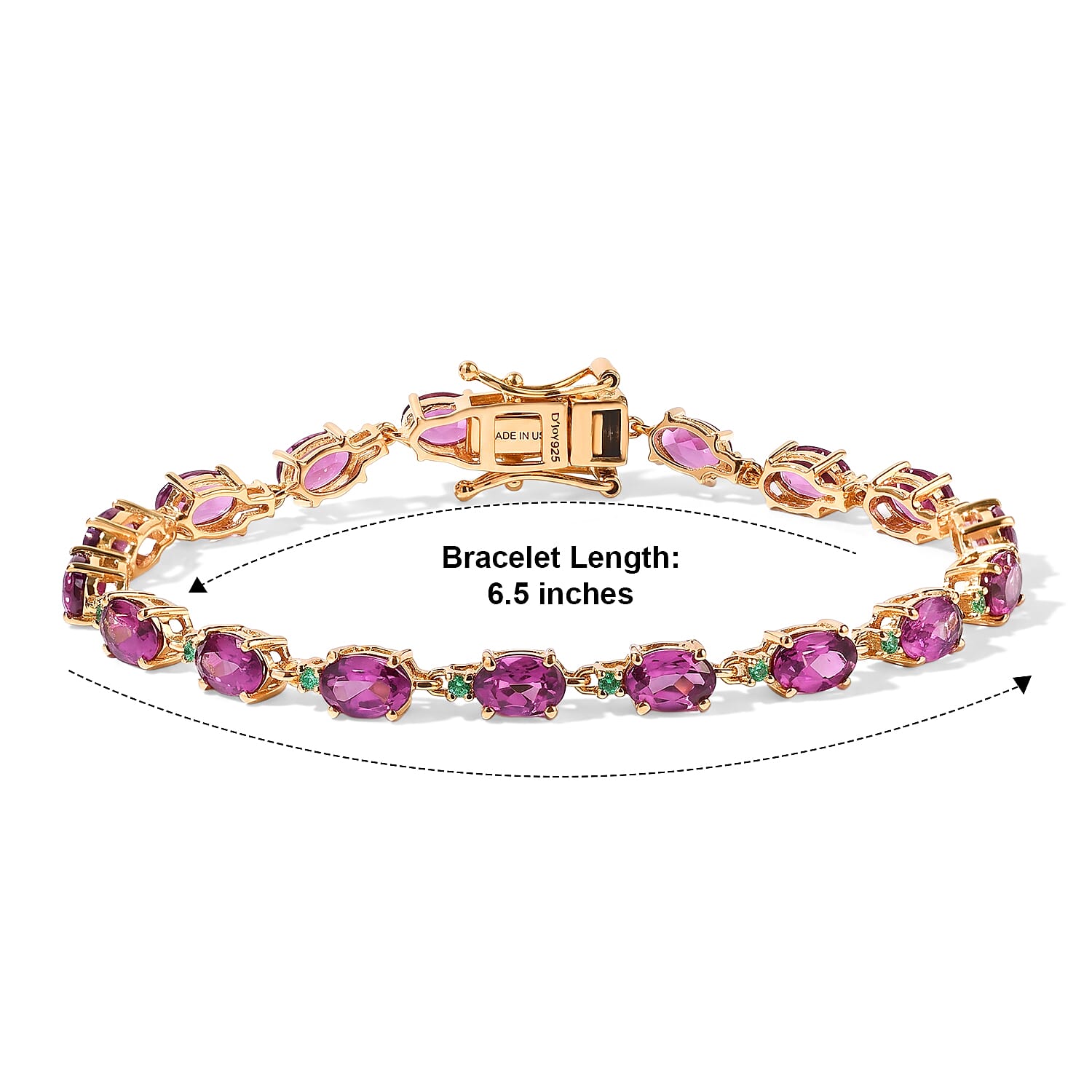 D'Joy AAA Radiant Ember Garnet and Paraiba Tourmaline 9.60 ctw Bracelet in 18K Vermeil Yellow Gold Over Sterling Silver (6.50 In)