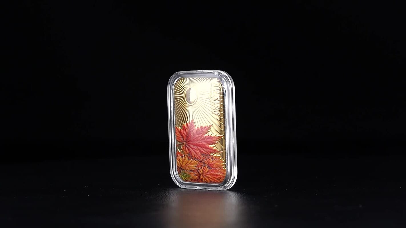 24K Golden Autumn Maple Colorful Embossed Sheet (10mg) 31x45.5mm