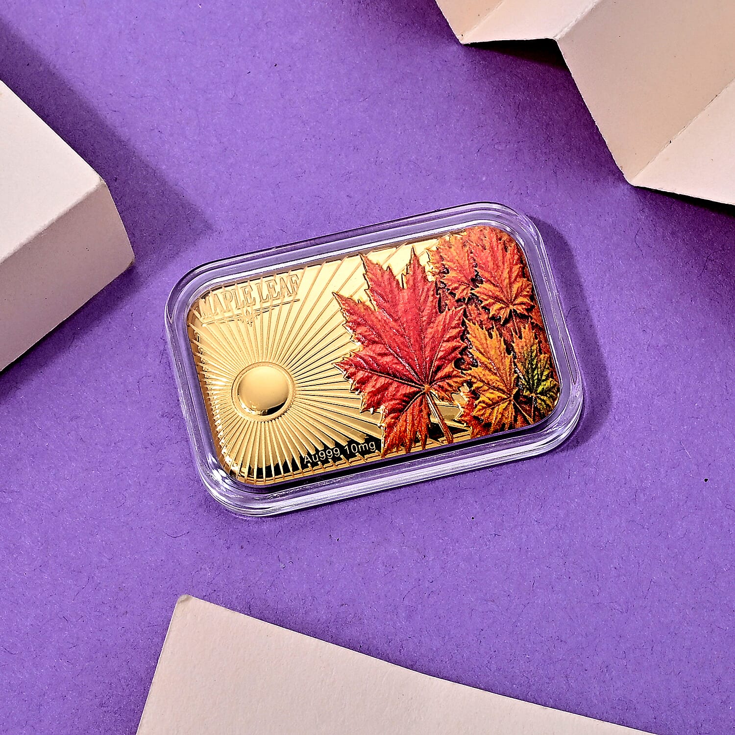 24K Golden Autumn Maple Colorful Embossed Sheet (10mg) 31x45.5mm