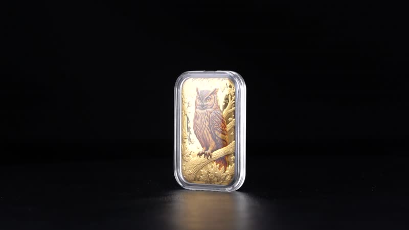 24K Golden Autumn Wisdom Owl Colorful Embossed Sheet (10mg) 31x45.5mm