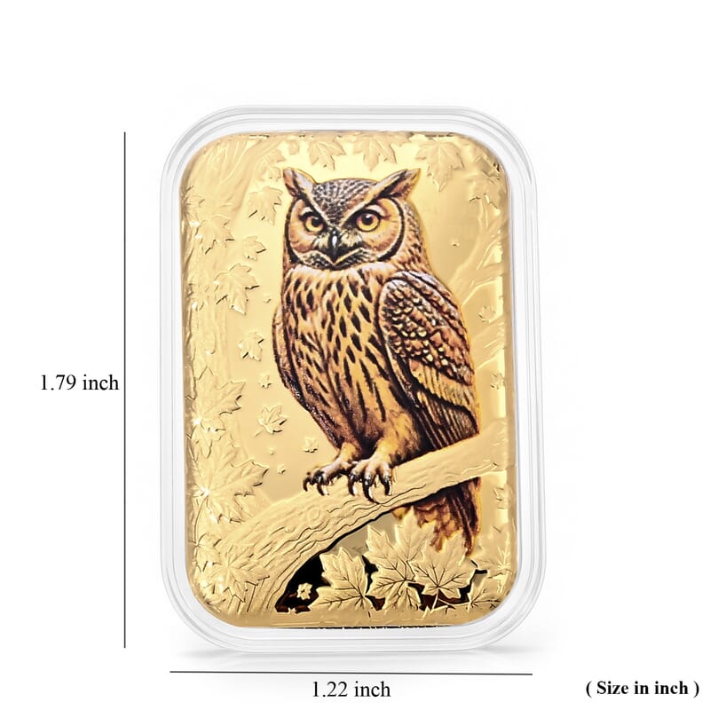24K Golden Autumn Wisdom Owl Colorful Embossed Sheet (10mg) 31x45.5mm