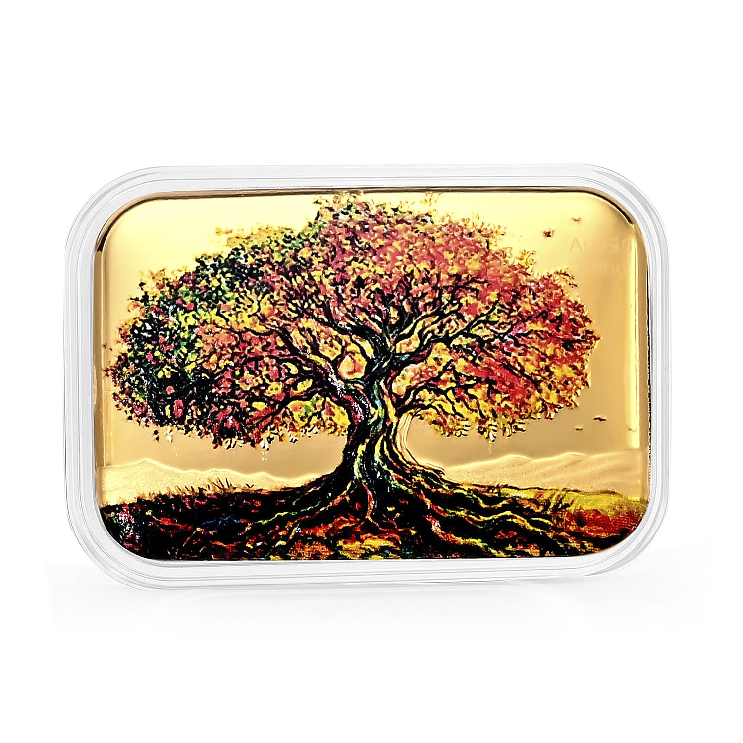 24K Golden Autumn Tree of Life Colorful Embossed Sheet (10mg) 31x45.5mm