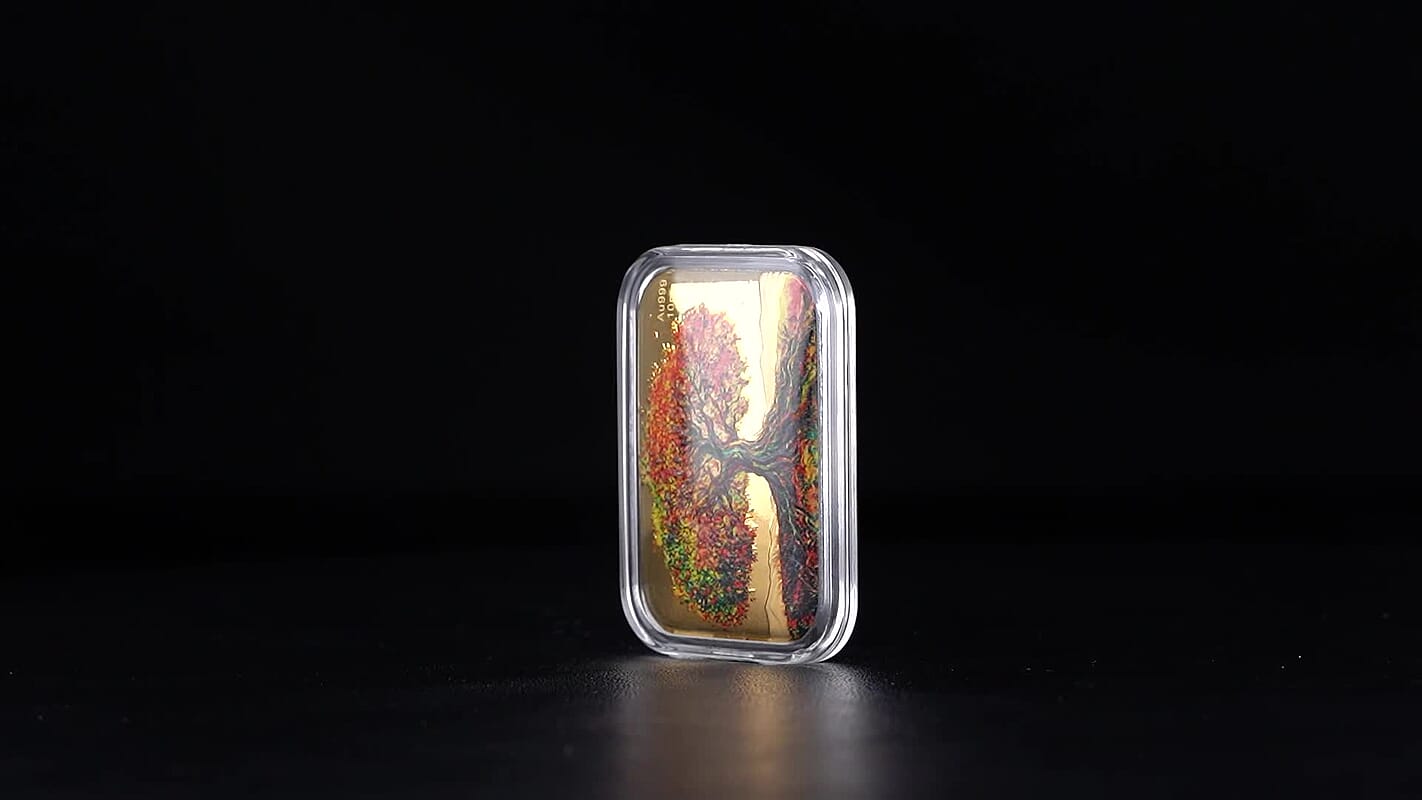 24K Golden Autumn Tree of Life Colorful Embossed Sheet (10mg) 31x45.5mm