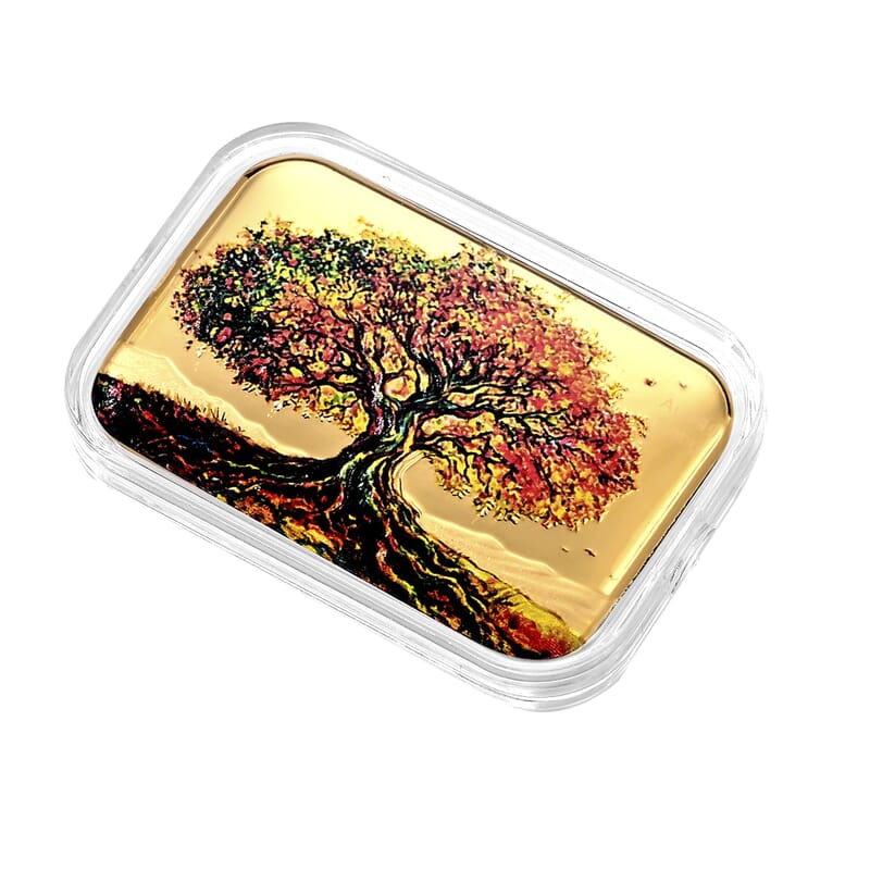 24K Golden Autumn Tree of Life Colorful Embossed Sheet (10mg) 31x45.5mm