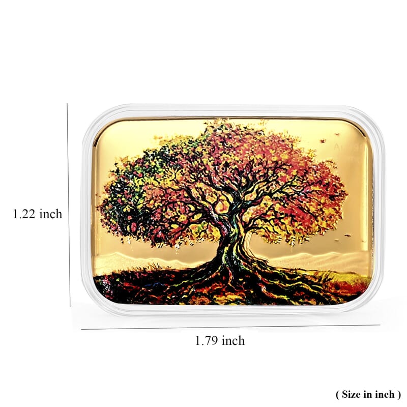 24K Golden Autumn Tree of Life Colorful Embossed Sheet (10mg) 31x45.5mm