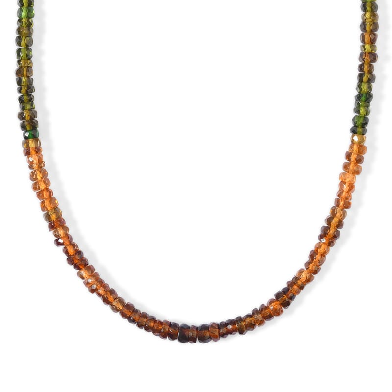 D'Joy Premium Petro Tourmaline 65.00 ctw Beaded Necklace in Rhodium Over Sterling Silver 18 Inches