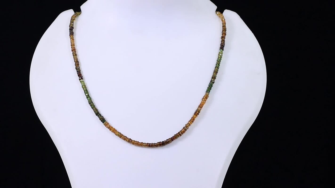 D''Joy Premium Petro Tourmaline Beaded Necklace (18 Inches) in Rhodium Over Sterling Silver 65.00 ctw