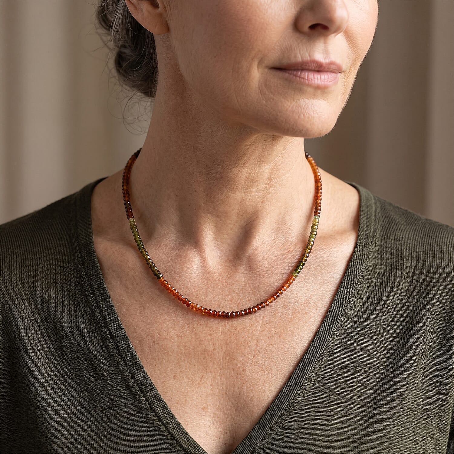 D'Joy Premium Petro Tourmaline 65.00 ctw Beaded Necklace in Rhodium Over Sterling Silver 18 Inches