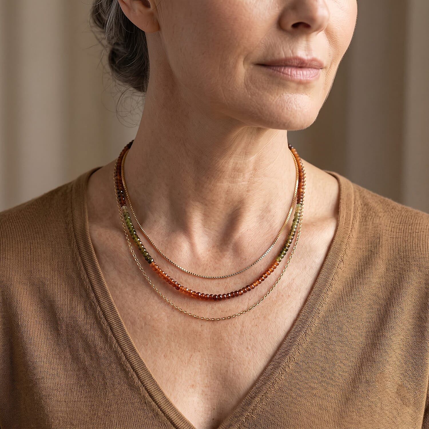 D'Joy Premium Petro Tourmaline 65.00 ctw Beaded Necklace in Rhodium Over Sterling Silver 18 Inches