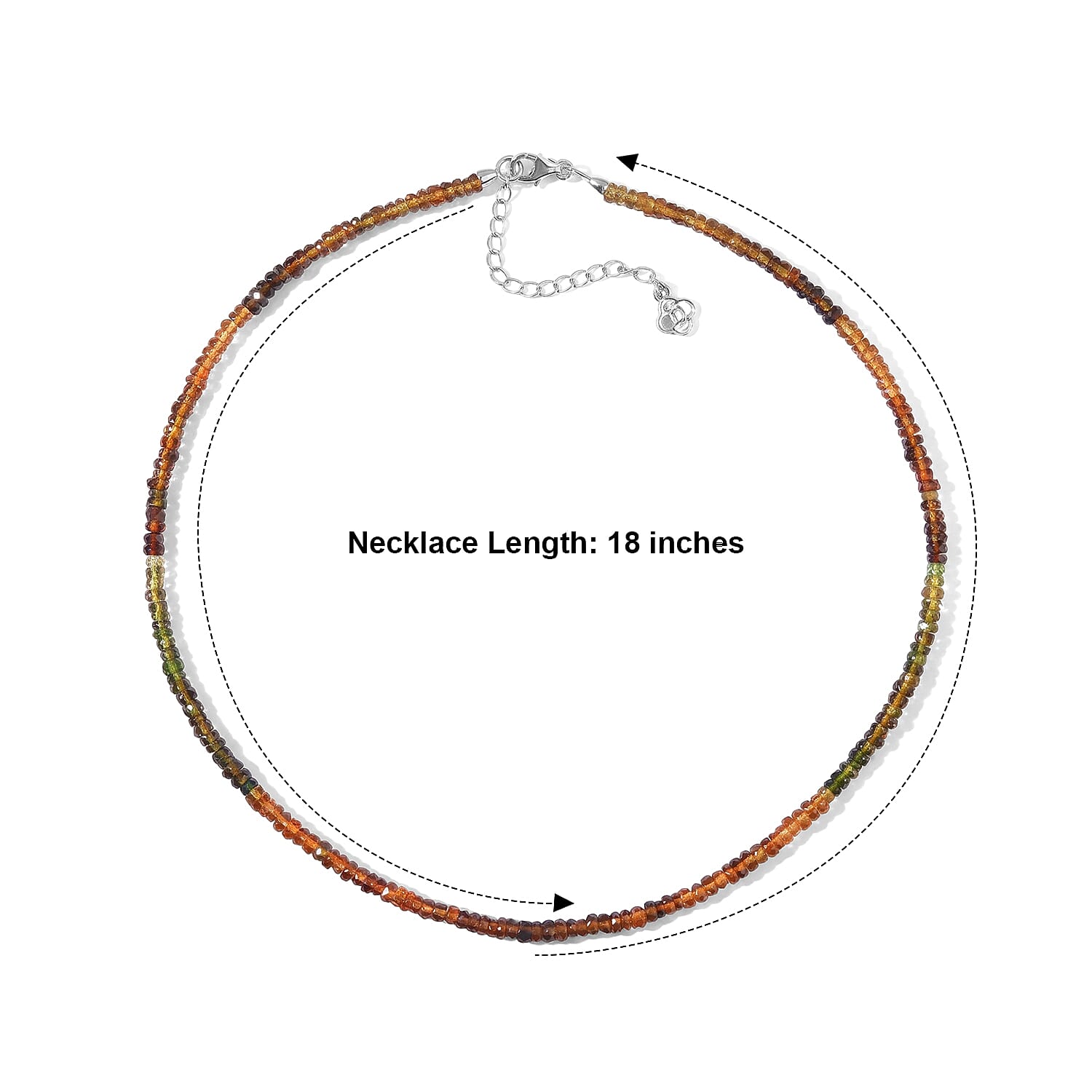 D'Joy Premium Petro Tourmaline 65.00 ctw Beaded Necklace in Rhodium Over Sterling Silver 18 Inches