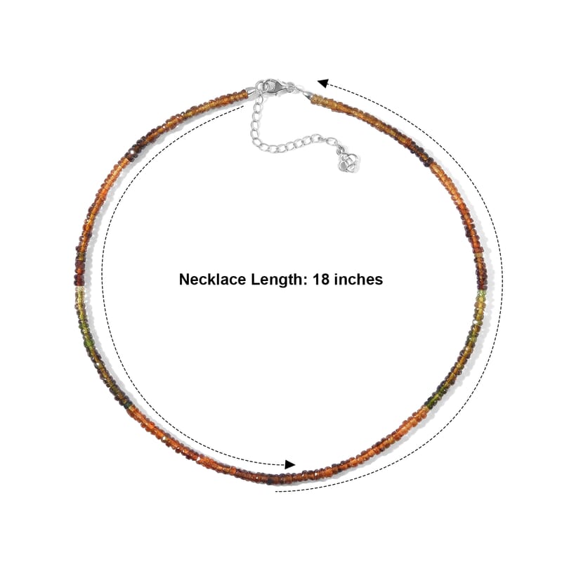 D'Joy Premium Petro Tourmaline 65.00 ctw Beaded Necklace in Rhodium Over Sterling Silver 18 Inches