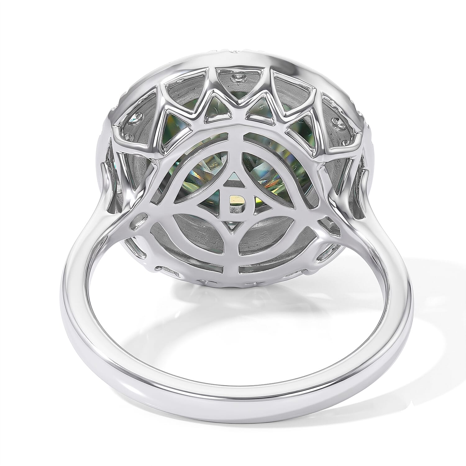 Certified and Appraised D'Joy Mint Green and White Moissanite 4.80 ctw Ring in Rhodium Over Sterling Silver (Size 7.0)