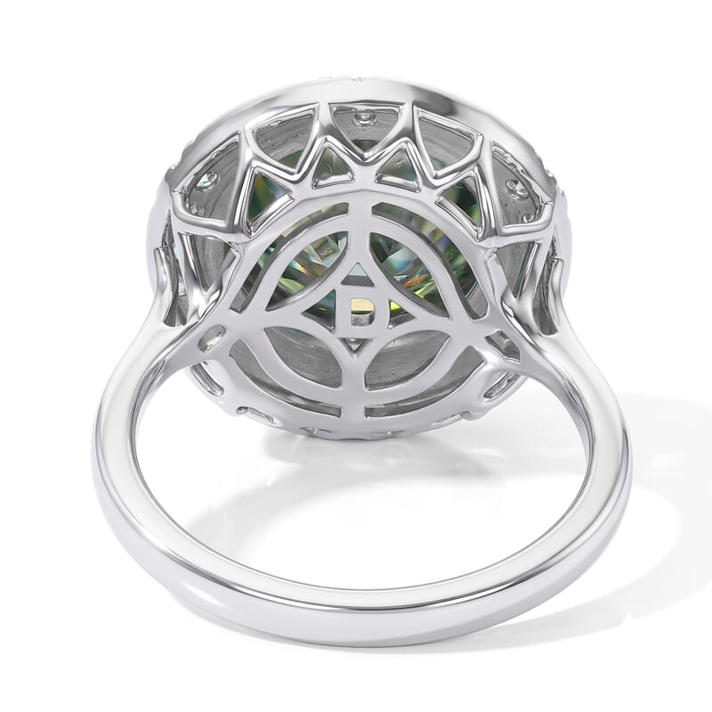 Certified and Appraised D'Joy Mint Green and White Moissanite 4.80 ctw Ring in Rhodium Over Sterling Silver (Size 7.0)