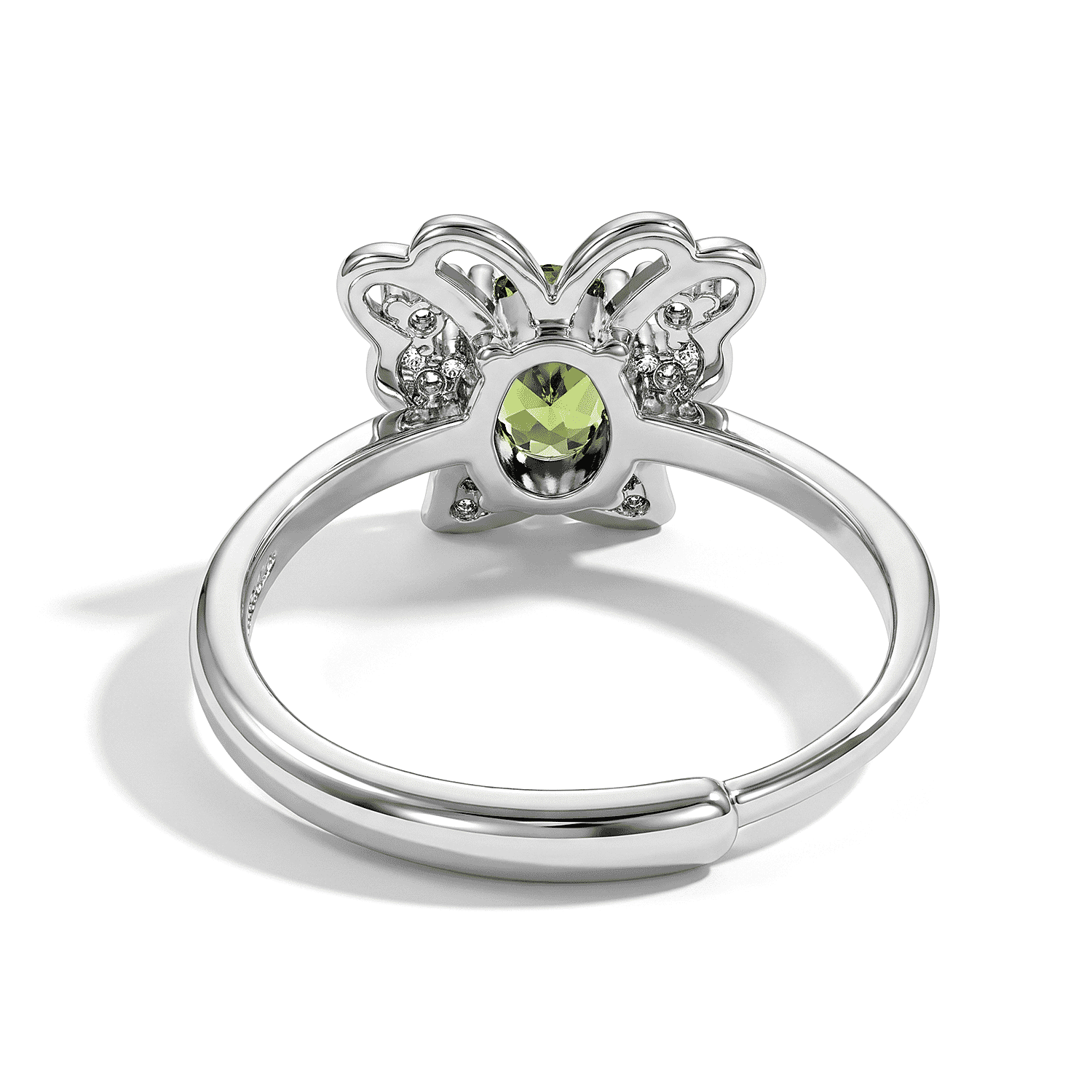 Peridot and Simulated Diamond 1.80 ctw Ring in Silvertone (Adjustable)