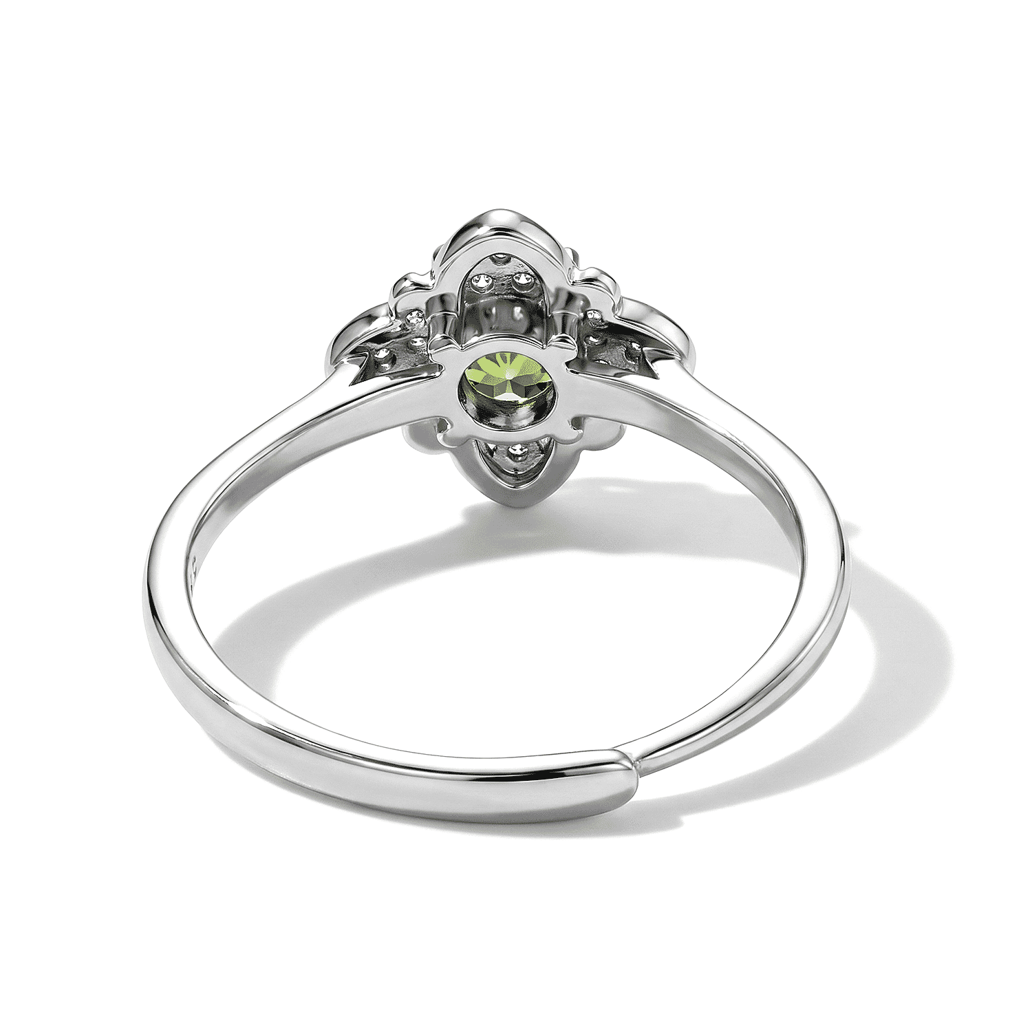 Peridot and Simulated Diamond 1.30 ctw Ring in Silvertone (Adjustable)
