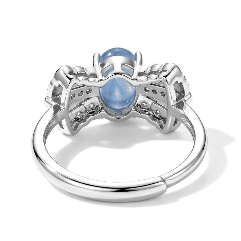 Aquamarine and Simulated Diamond 1.50 ctw Ring in Silvertone (Adjustable)
