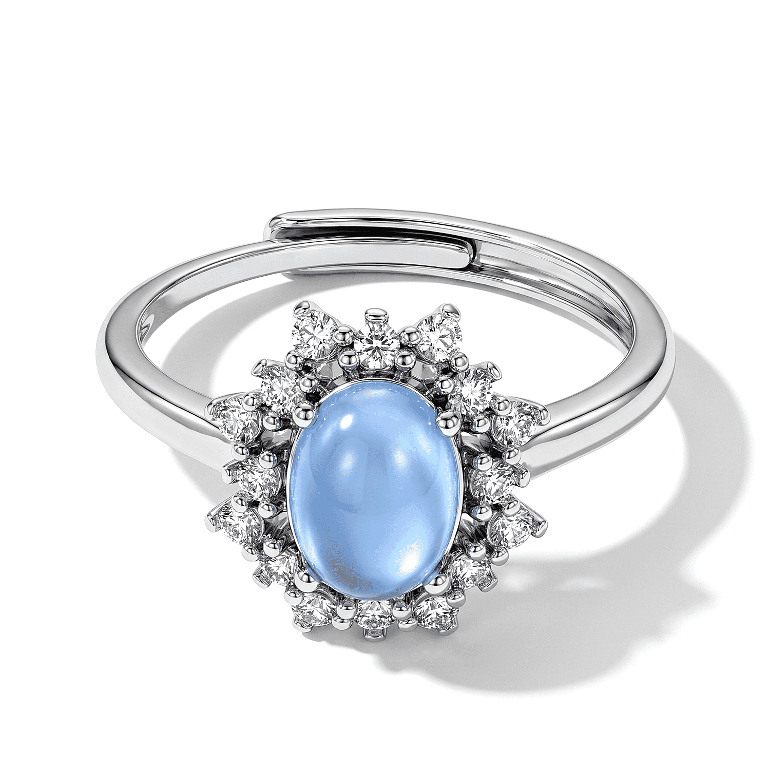 Aquamarine and Simulated Diamond 2.50 ctw Ring in Silvertone (Adjustable)