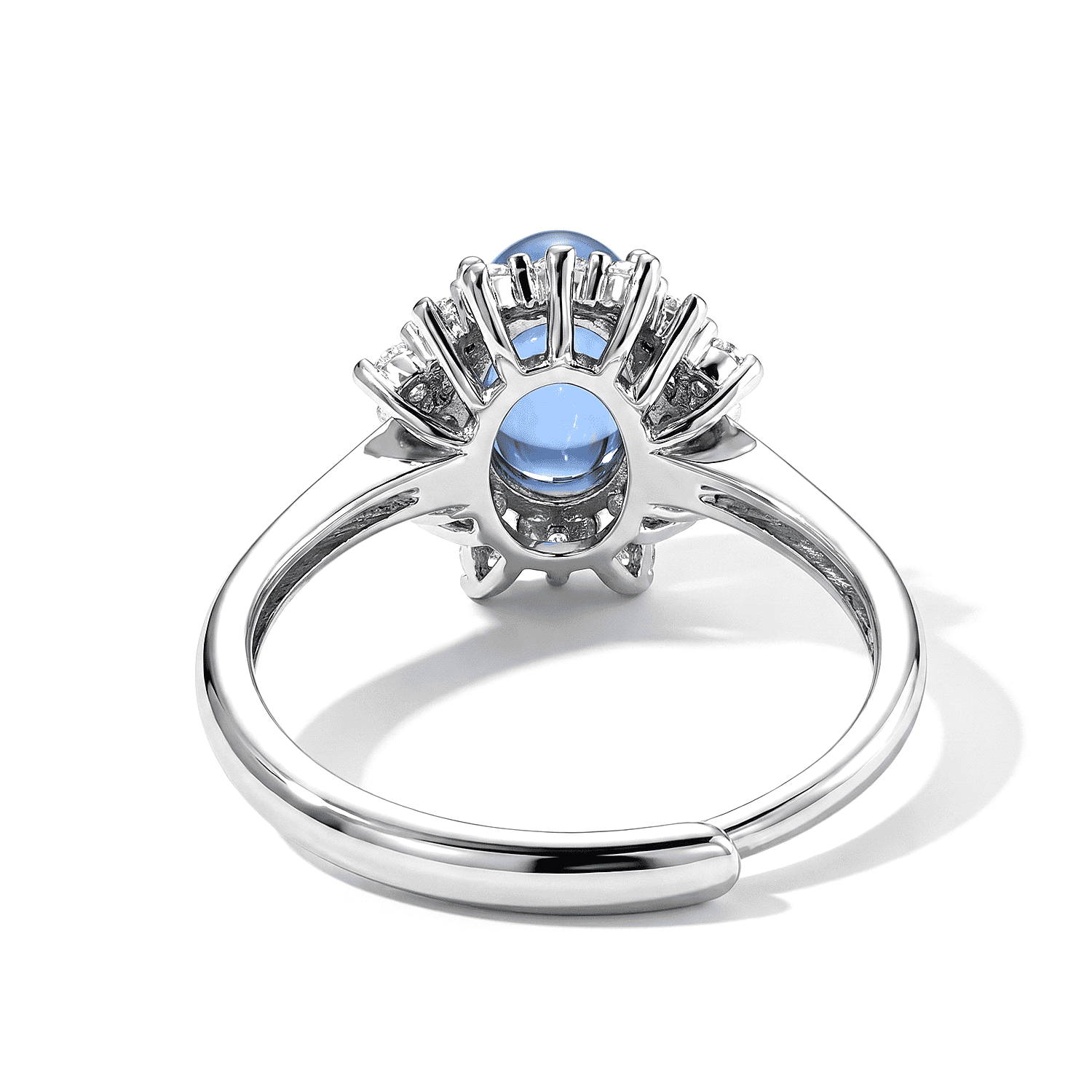 Aquamarine and Simulated Diamond 2.50 ctw Ring in Silvertone (Adjustable)
