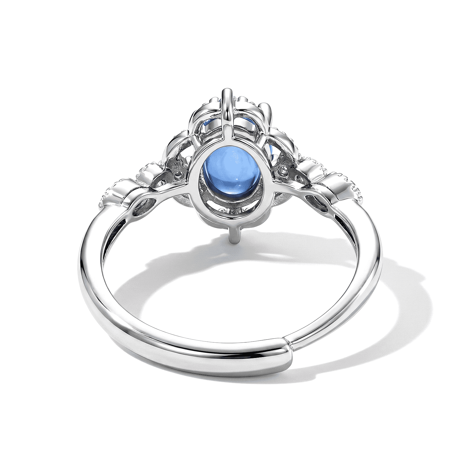 Aquamarine and Simulated Diamond 2.30 ctw Ring in Silvertone (Adjustable)