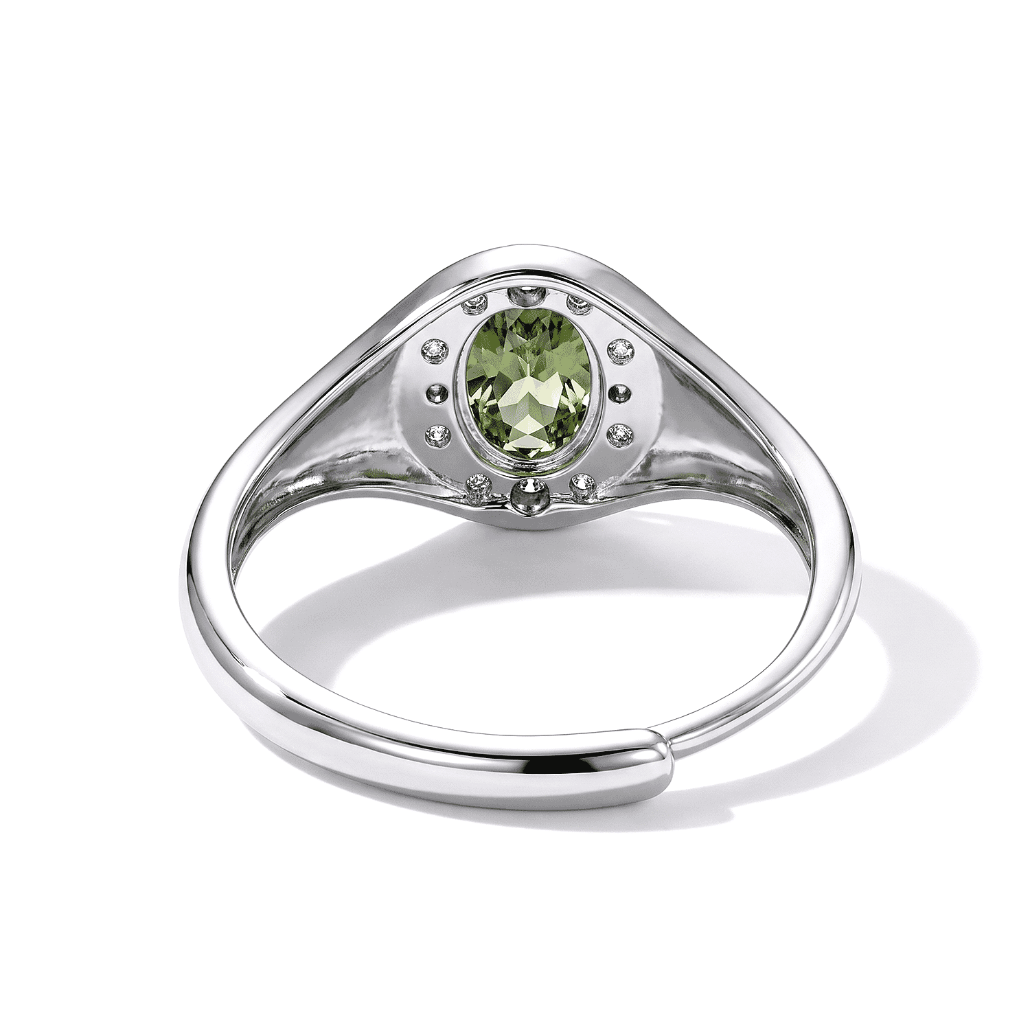 Peridot and Simulated Diamond 1.90 ctw Ring in Silvertone (Adjustable)