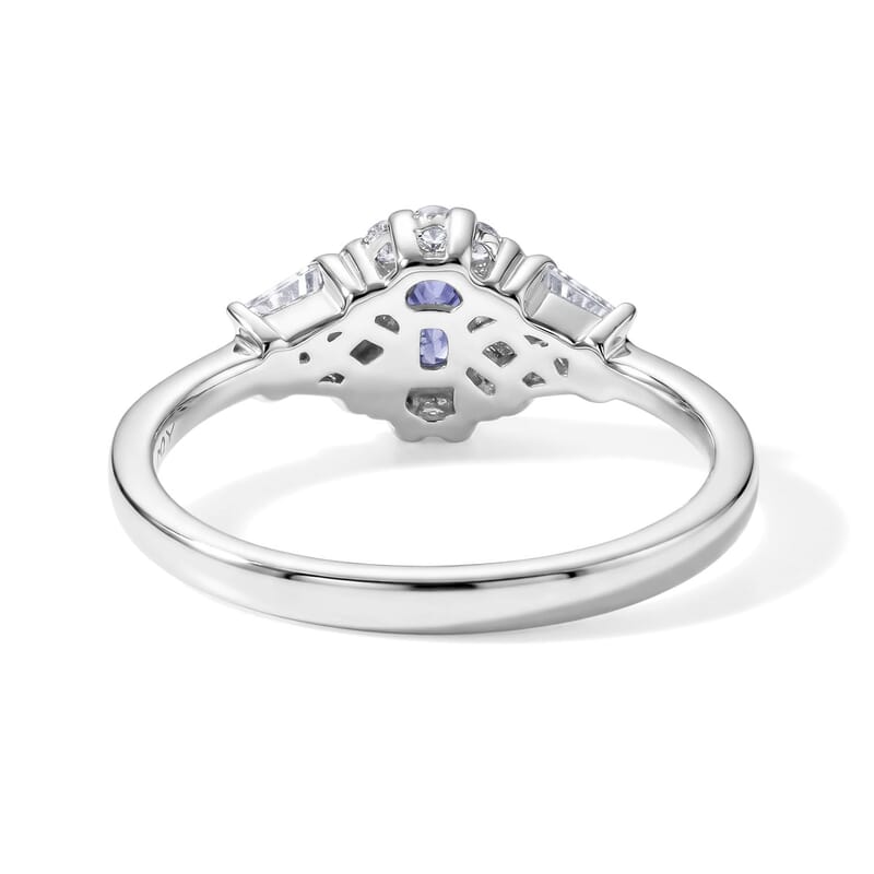 D'Joy Premium Ceylon Blue Sapphire and White Zircon 1.40 ctw Royal Bouquet Ring in Rhodium Over Sterling Silver (Size 5.0)