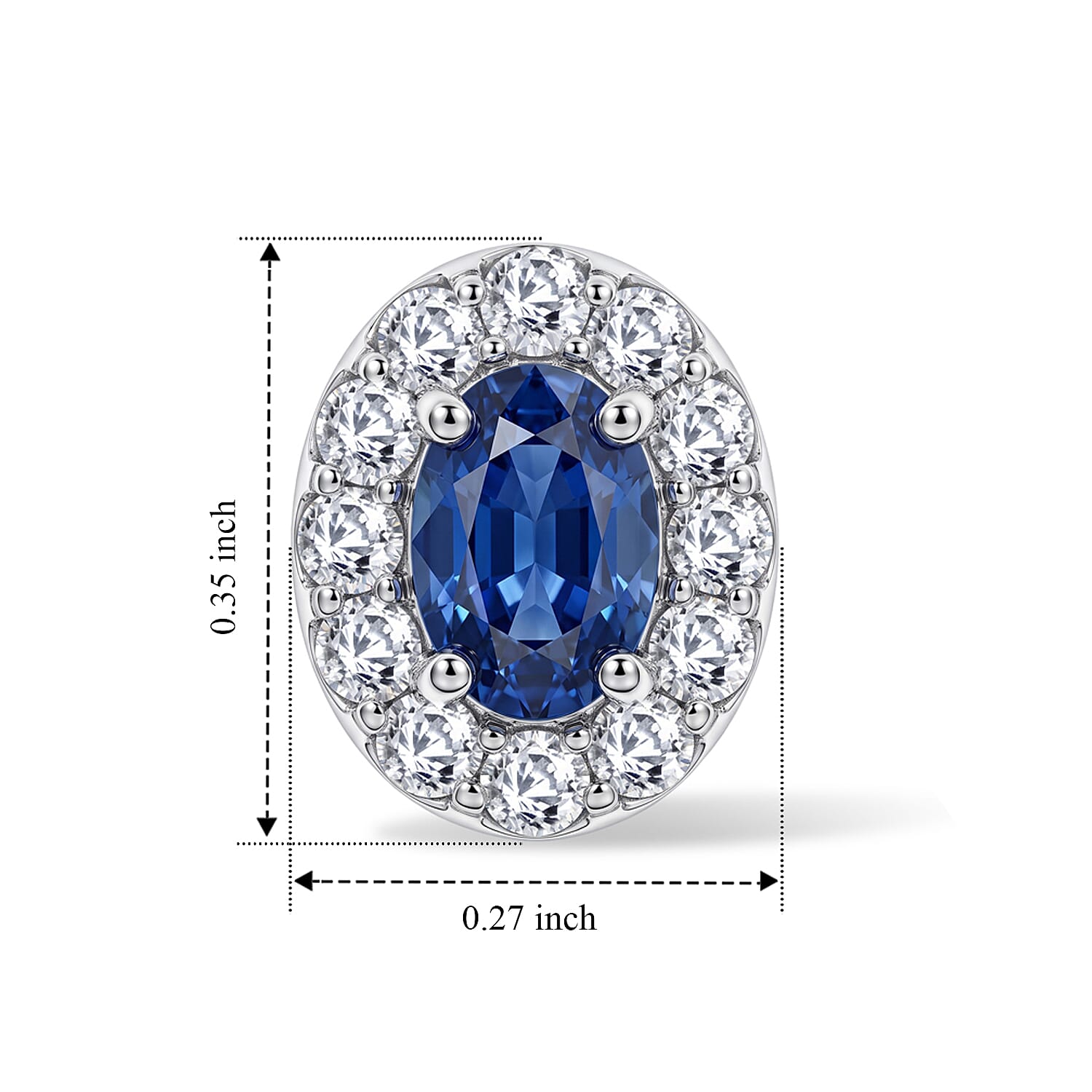 D'Joy Premium Ceylon Blue Sapphire and White Zircon 1.25 ctw Queen's Treasury Earrings in Rhodium Over Sterling Silver