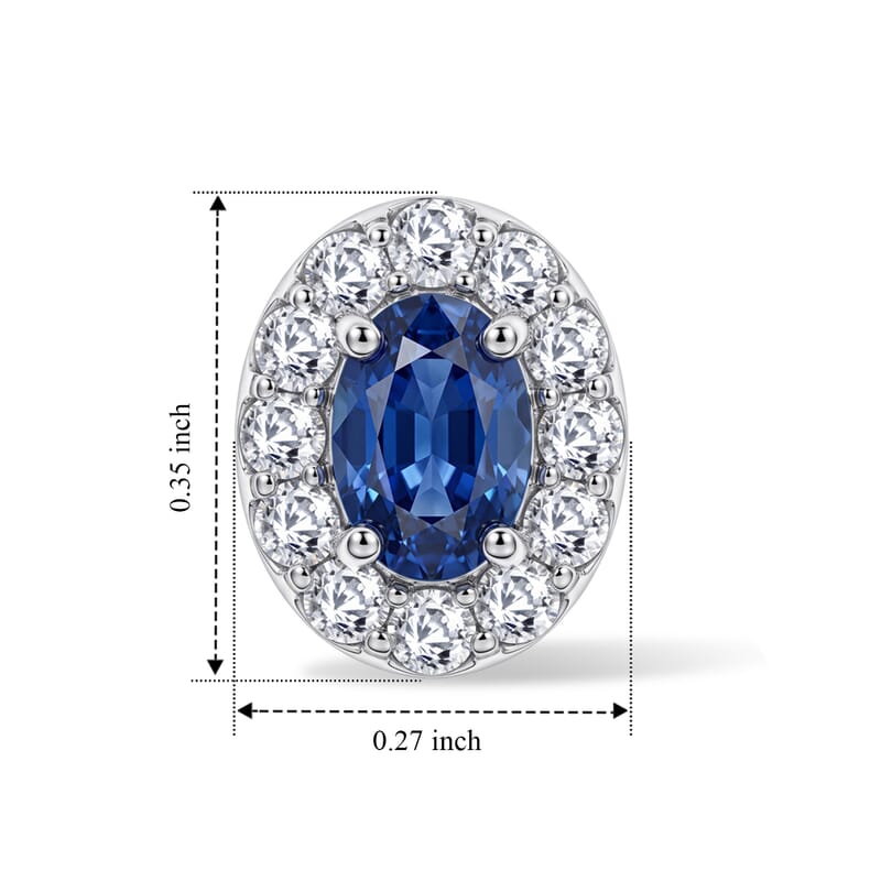 D'Joy Premium Ceylon Blue Sapphire and White Zircon 1.25 ctw Queen's Treasury Earrings in Rhodium Over Sterling Silver