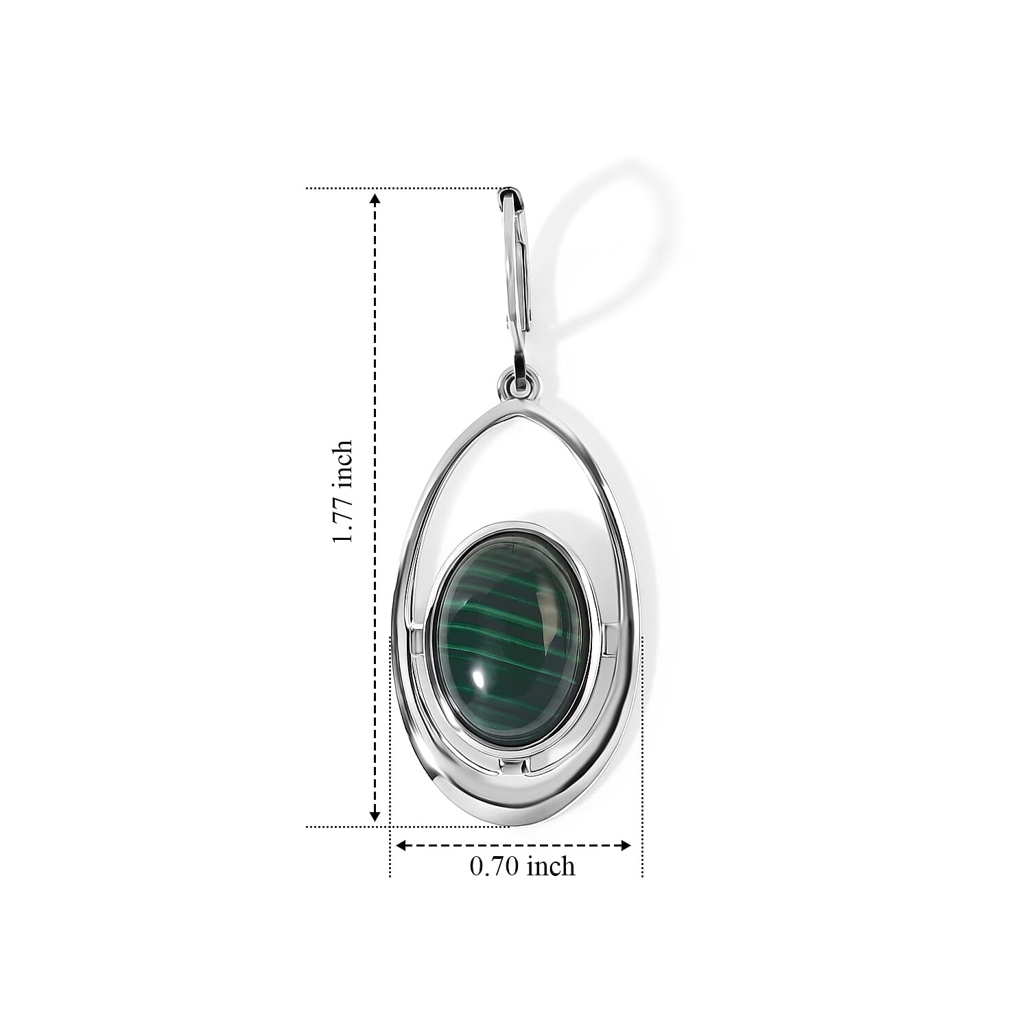 EverTrue African Malachite 18.00 ctw Earrings in Platinum Bond