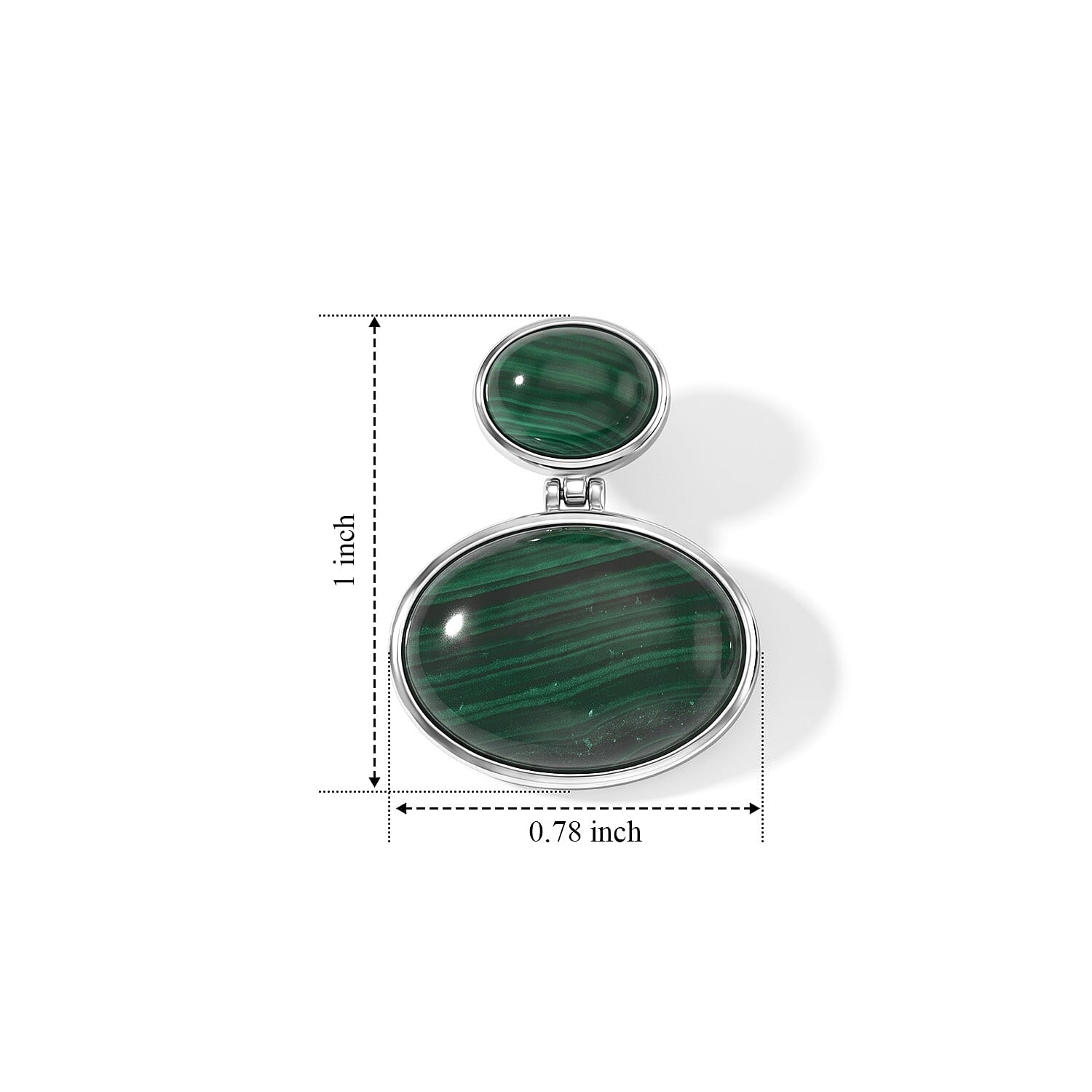 EverTrue African Malachite 38.70 ctw Dangling Earrings in Platinum Bond