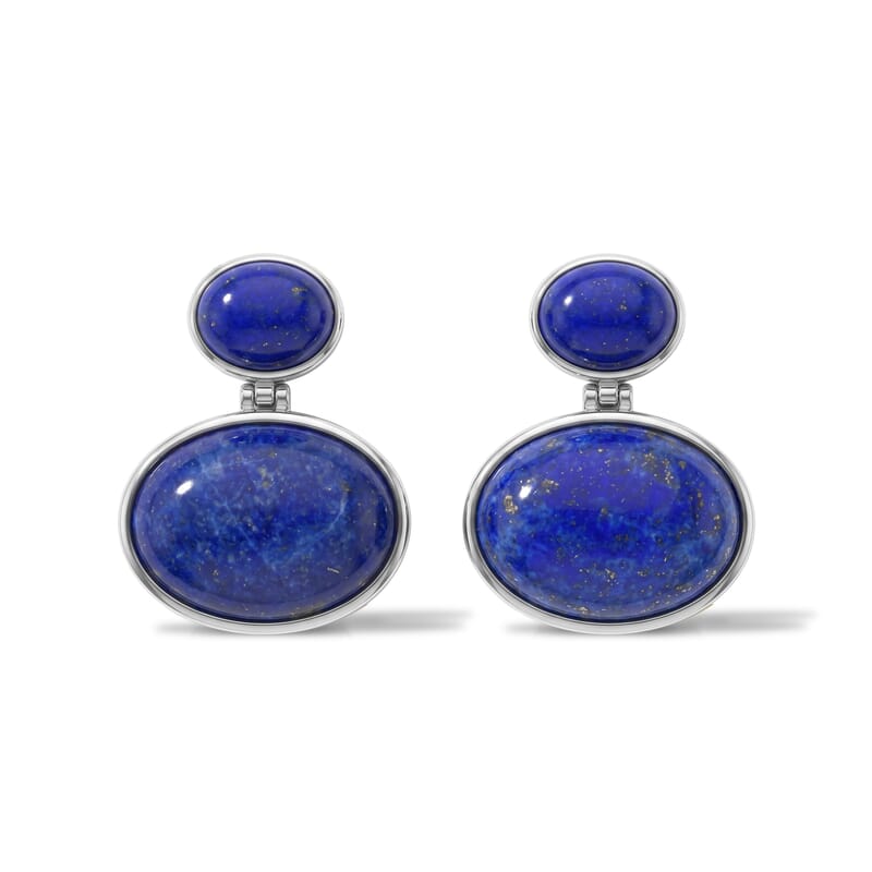 EverTrue Lapis Lazuli 33.85 ctw Earrings in Platinum Bond