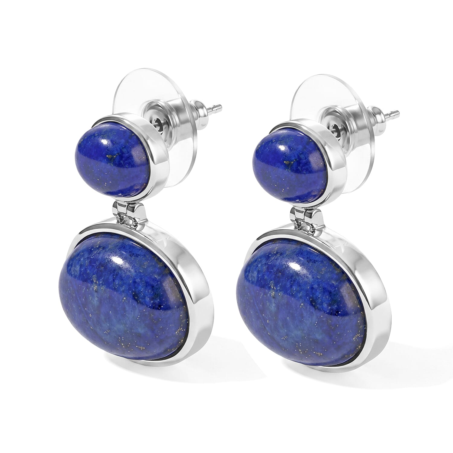 EverTrue Lapis Lazuli 33.85 ctw Earrings in Platinum Bond