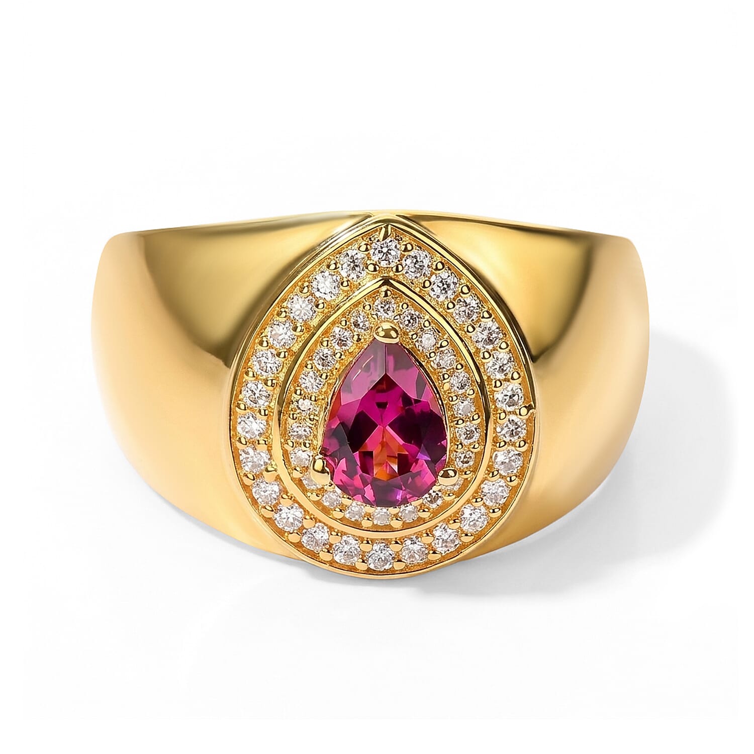 EverTrue Premium Tanzanian Wine Garnet and Moissanite 1.15 ctw Ring in 18K YG Plated (Size 5.0)