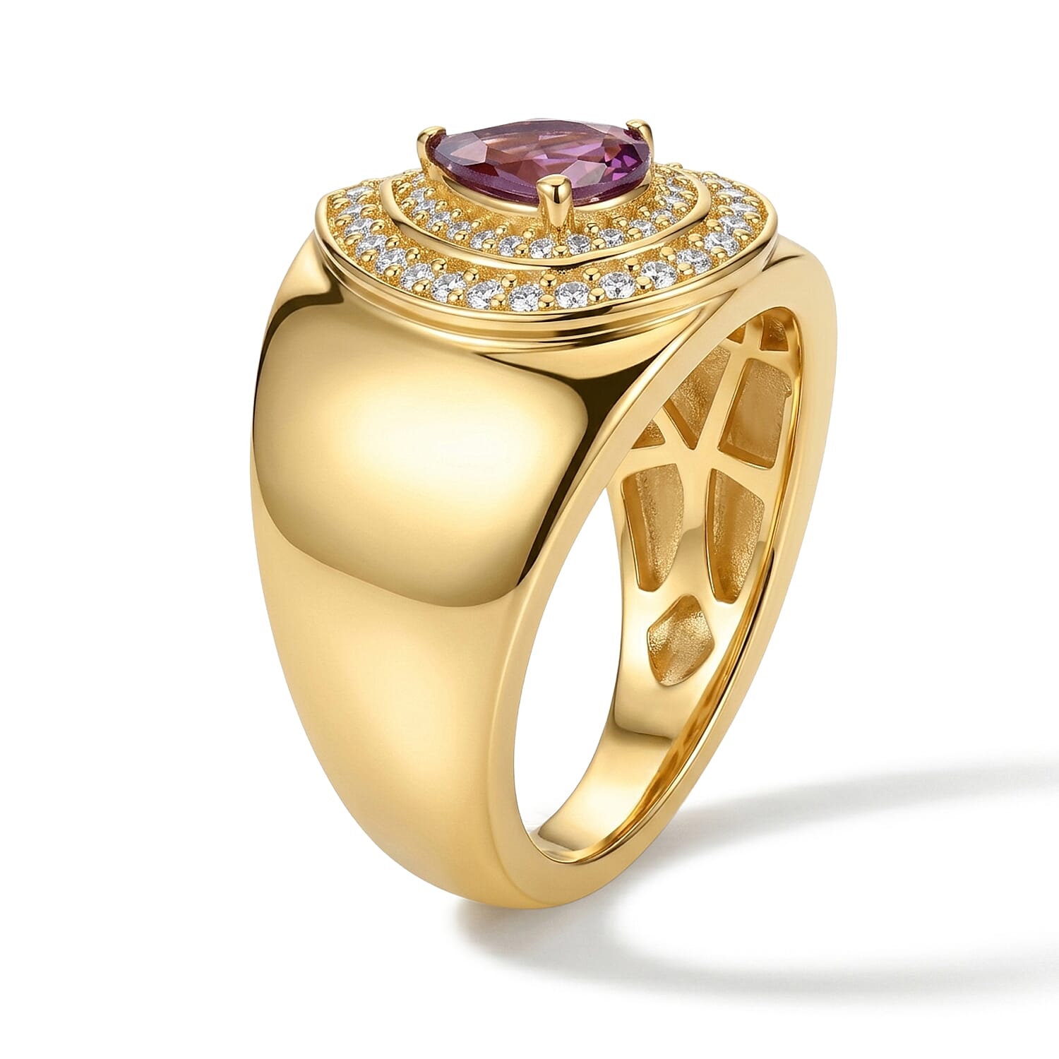 EverTrue Premium Tanzanian Wine Garnet and Moissanite 1.15 ctw Ring in 18K YG Plated (Size 5.0)