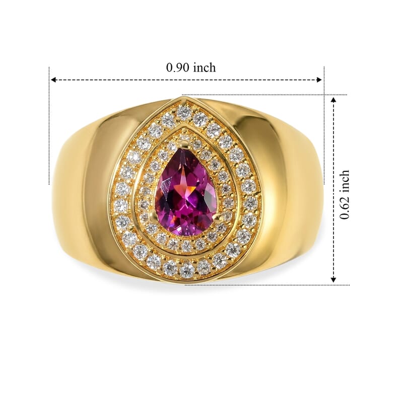EverTrue Premium Tanzanian Wine Garnet and Moissanite 1.15 ctw Ring in 18K YG Plated (Size 5.0)