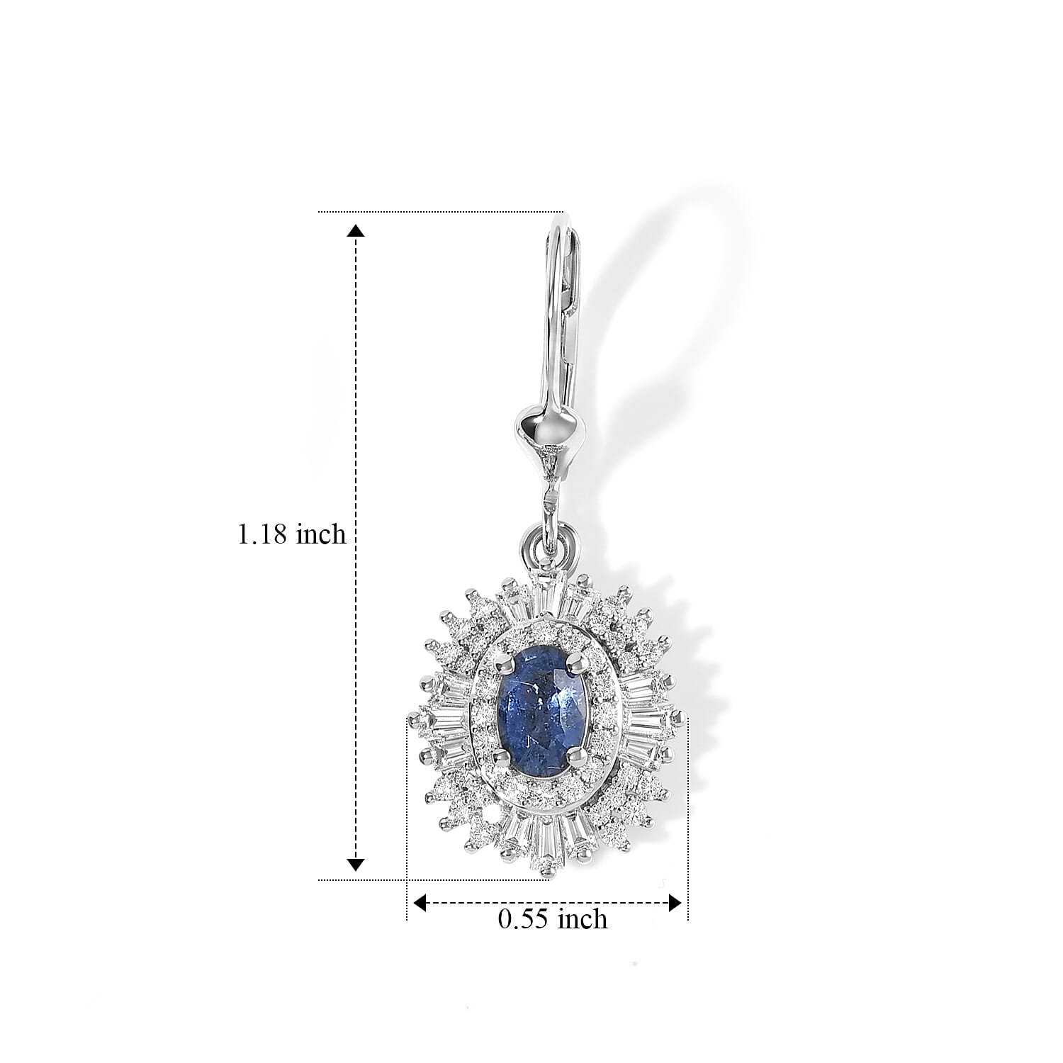 D'Joy Premium Ceylon Sapphire and Moissanite 2.30 ctw Earrings in Rhodium Over Sterling Silver