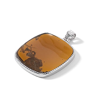 Square Flower Smoky Quartz 52.00 ctw Pendant in Silvertone