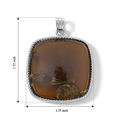 Square Flower Smoky Quartz 52.00 ctw Pendant in Silvertone