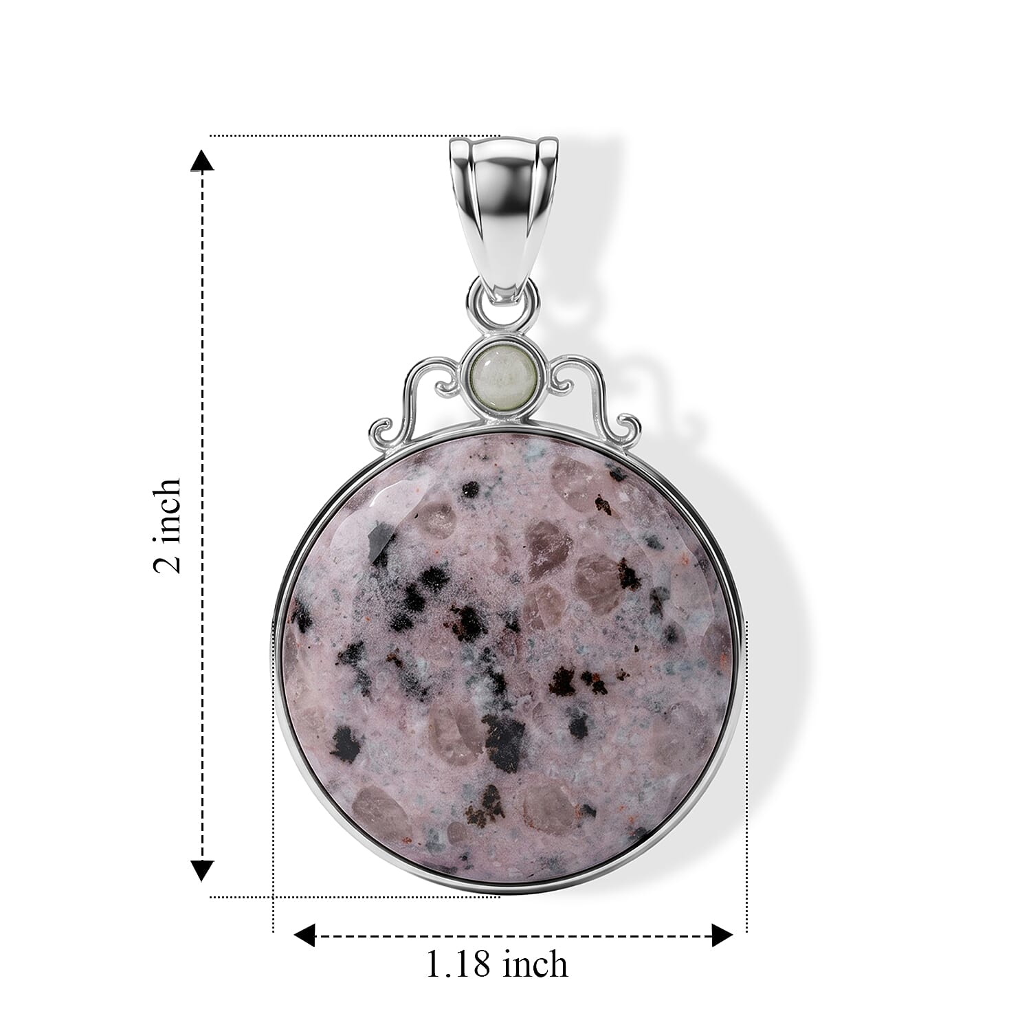 Center Stone Varies Kiwi Purple Amazonite Coyote Moon 38.00 ctw Pendant in Silvertone