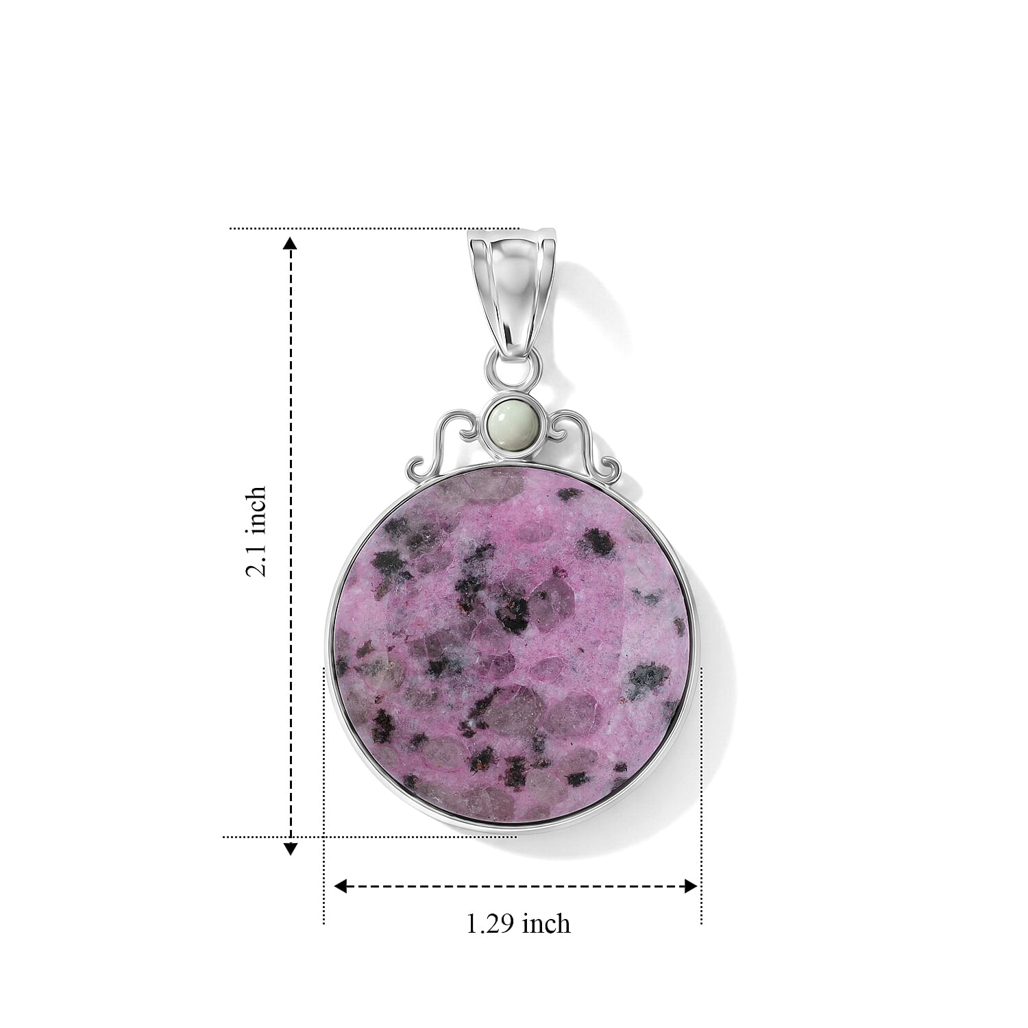 Center Stone Varies Kiwi Purple Amazonite Coyote Moon 38.00 ctw Pendant in Silvertone