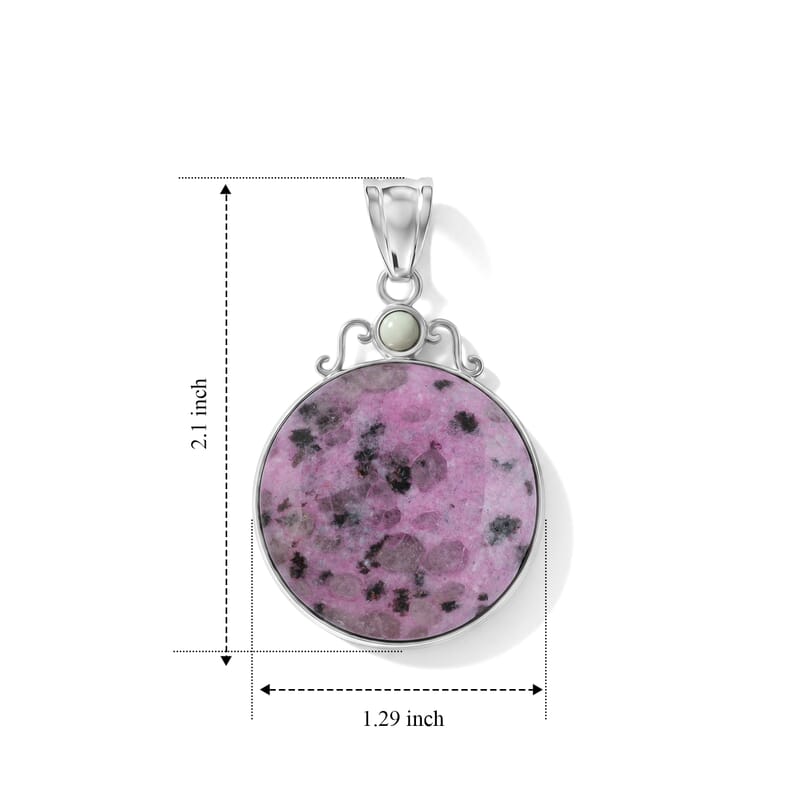 Center Stone Varies Kiwi Purple Amazonite Coyote Moon 38.00 ctw Pendant in Silvertone