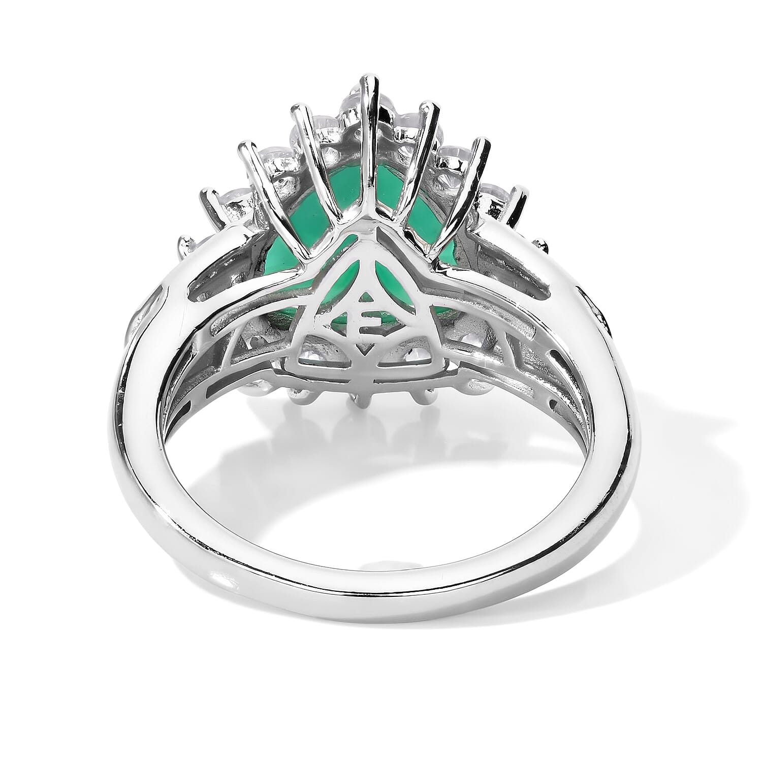 EverTrue Verde Onyx and White Zircon 4.40 ctw Ring in Platinum Bond (Size 5.0)