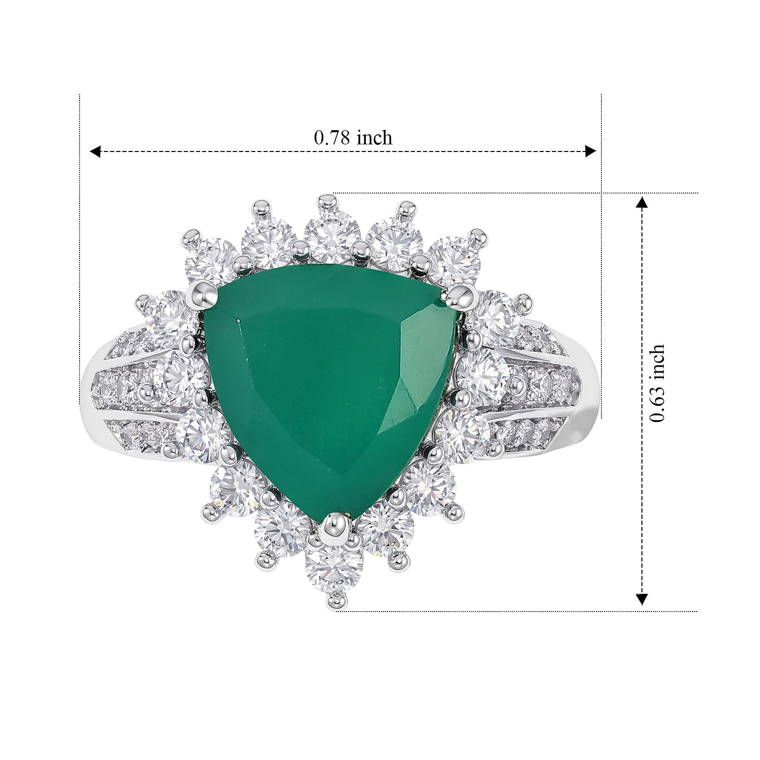 EverTrue Verde Onyx and White Zircon 4.40 ctw Ring in Platinum Bond (Size 5.0)