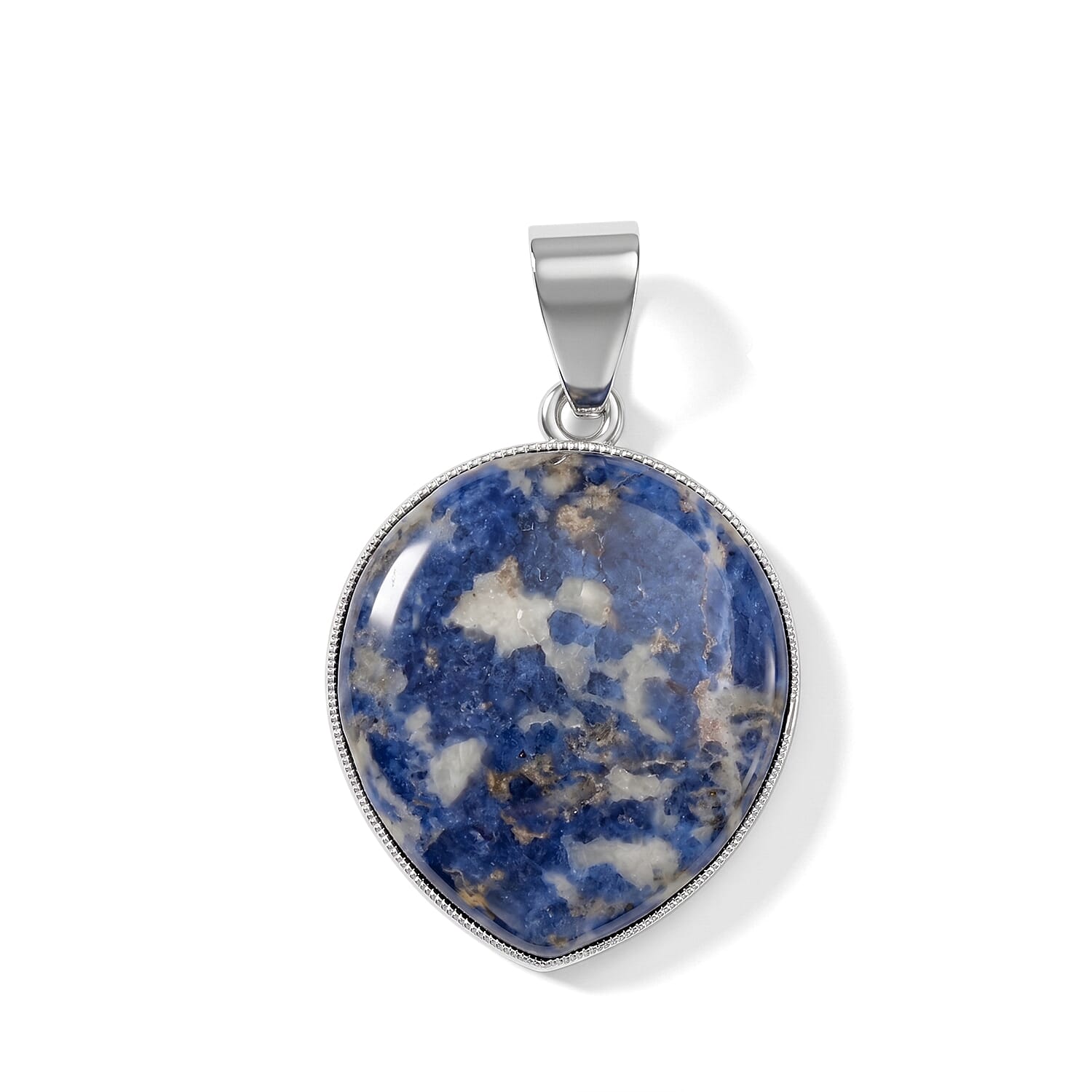 Sodalite 20.00 ctw Drop Pendant in Silvertone