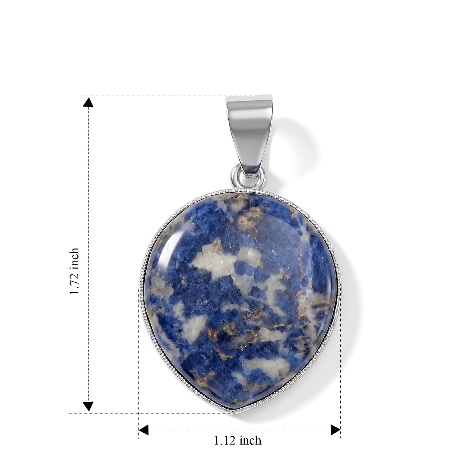 Sodalite 20.00 ctw Drop Pendant in Silvertone