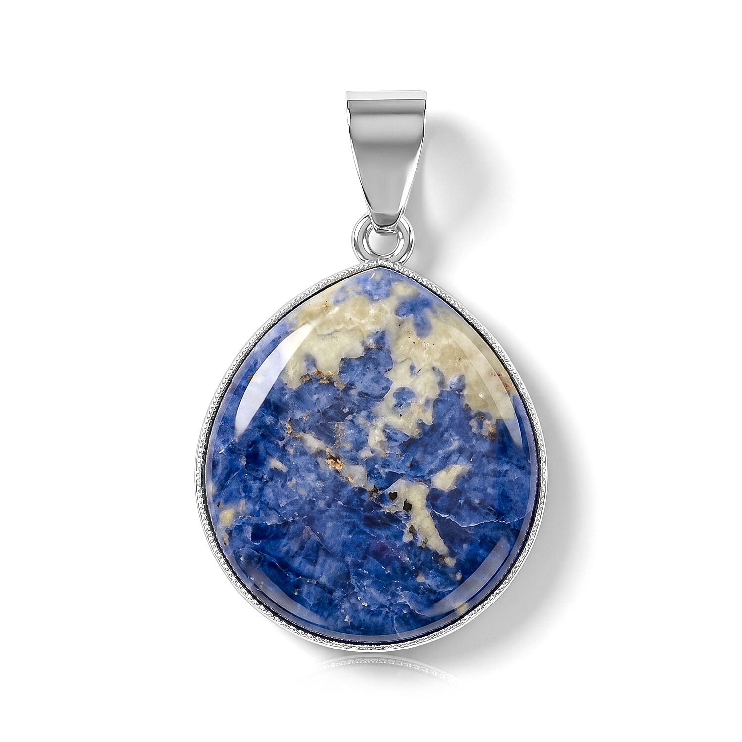 Sodalite 20.00 ctw Drop Pendant in Silvertone