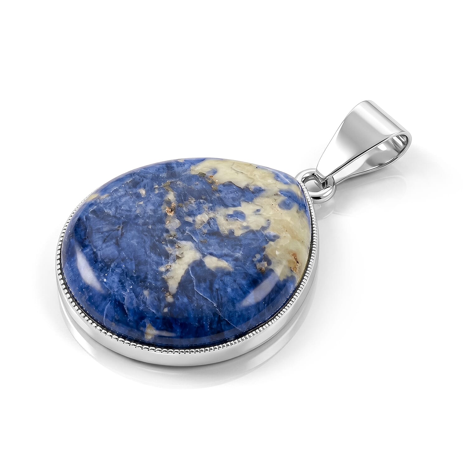 Sodalite 20.00 ctw Drop Pendant in Silvertone